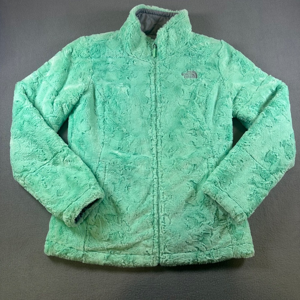 The North Face Reversible Mossbud Swirl Jacket Mint Green Grey Full Zip Womens M